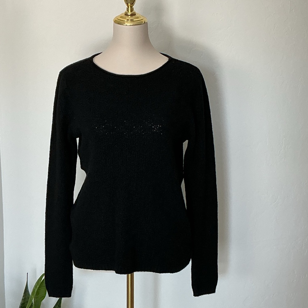 Vila Milano Classic Black Women's Sweater Loose Knit Size Large